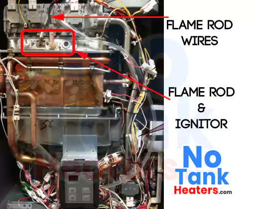 rinnai tankless water heater flame rod flame rod wires and ignitor location